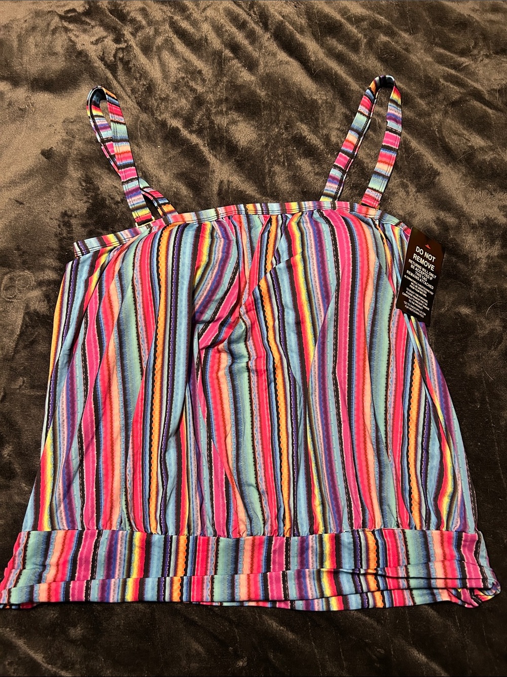 Swimsuits For All woman Bright Multicolor Stripe bathing suit top size 18 nwt